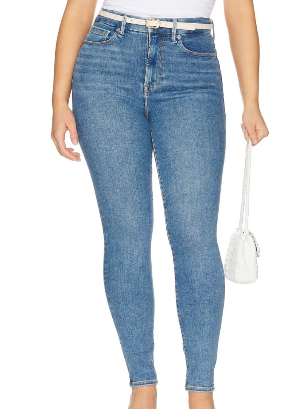Good American Always Fits Good Skinny Jeans Mid Wash Blue